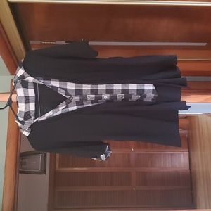 Mock button down shirt with attached cardigan